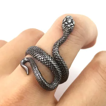 Винтажное кольцо унисекс, посеребренное кольцо в виде змеи, Модное простое кольцо в виде змеи, Модные ювелирные аксессуары