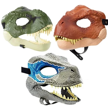 Головной убор динозавра ужасов, маска динозавра в виде дракона, реалистичная Маска динозавра на Хэллоуин, Маскарад, Косплей, Латексная Маска страха с открытым ртом, подарки