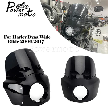 Для Harley Dyna Wide Glide FXDWG EFI FXDWGI 2006-2017 Мотоцикл Черный Щит Ветрового Стекла Обтекатель Передней Фары Крышка
