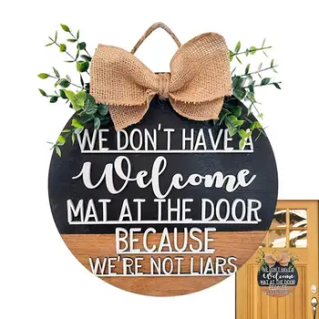 Знак Приветствия Украшение входной двери Декор деревянной двери Настенные украшения Украшения дома для дома Весенние Венки для входной двери