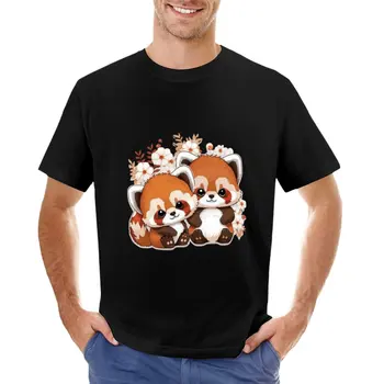 Кавайная красная панда, футболка с милыми красными пандами, эстетическая одежда, винтажная одежда, футболка оверсайз, мужская одежда
