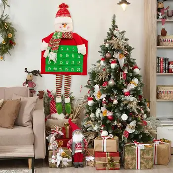 Календарь обратного отсчета Рождества на 24 дня, Санта-Клаус, снеговик, Календарь обратного отсчета Рождества, Праздничный белый Адвент на 24 дня на Рождество