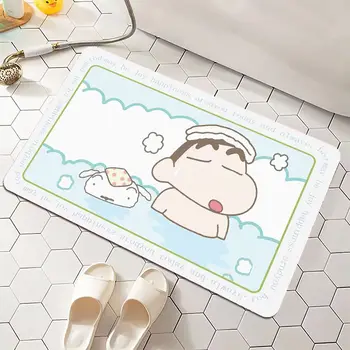Коврики для ванной Crayon Shin-Chan, Мультяшный диатомовый ил, водопоглощающий коврик для двери в комнату отдыха, нескользящий коврик, аксессуар для ванной комнаты, бытовой аксессуар