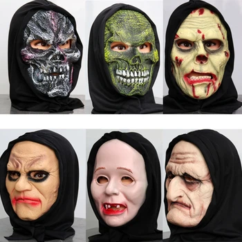 Косплей Маска зомби для взрослых Хэллоуин Мужская Женская маска ужасов Головной убор Маска для вечеринки на Хэллоуин Маскарадный костюм Реквизит