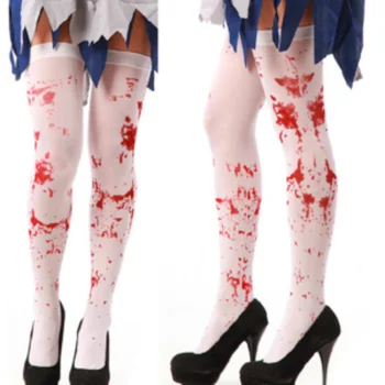 Костюм на Хэллоуин для женщин, Маскарадная одежда для вечеринки, Кровавые носки, чулки медсестры, Кровавые носки для косплея Зомби, носки для косплея на Хэллоуин