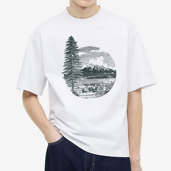 Летняя одежда 2023, топы с короткими рукавами и рисунком, свободная повседневная хлопковая дышащая мужская футболка с круглым вырезом