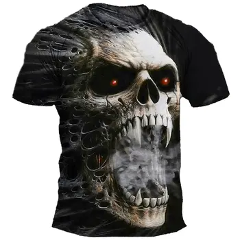 Модные футболки с графическим рисунком серии Horror Skull, мужская одежда y2k, футболка оверсайз, повседневная уличная одежда, футболки с коротким рукавом, топы Унисекс