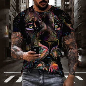 Модные футболки с изображением животных и тигров для мужчин/женщин, повседневная футболка с 3D принтом в стиле хип-хоп Harajuku, топы с короткими рукавами в стиле Харадзюку