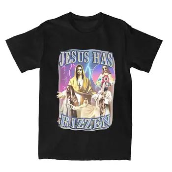 Мужская Женская футболка God Jesus Has Rizzen, религиозная христианская одежда из 100% хлопка, Новинка, летние футболки