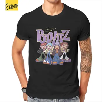 Мужские футболки Bratz Original Four Group Shot, хлопковая одежда, забавная футболка с коротким рукавом и круглым вырезом, футболка большого размера