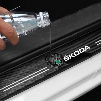 Наклейки на пороги автомобильных дверей из углеродного волокна для автомобильных аксессуаров Skoda Octavia Virs RS IV