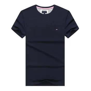 Новая летняя мужская классическая рубашка с круглым вырезом и коротким рукавом 2023 года, однотонная хлопковая футболка, мужская одежда M-XXXL