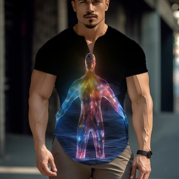 Новая простая и удобная мужская футболка, модная универсальная футболка с 3D-принтом, популярная футболка для улицы, футболка для пляжного отдыха