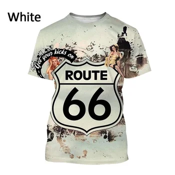 Новая футболка US Route 66 С графическим 3D Принтом, Индивидуальность, Американская Материнская Дорога, Круглый вырез, Свободная Спортивная Повседневная футболка На Открытом воздухе