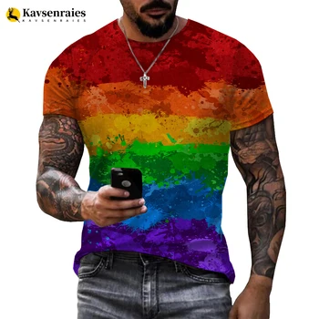 Новая футболка с принтом в виде радужных брызг краски, мужская и женская Летняя хипстерская футболка с 3D-рисунком, уличная одежда в стиле харадзюку, топы оверсайз