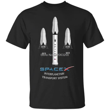 Новый Илон Маск Mars Bfr Ракета Spacex Запуск Falcon Heavy 2018 Черная Футболка Хлопчатобумажная Футболка В стиле Хип-Хоп Футболки Harajuku Уличная одежда