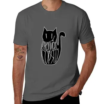 Новый кот Бегемот - Рукописи не горят, футболки, пустые футболки, одежда kawaii, черная футболка, мужская одежда