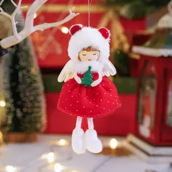 Плюшевая кукла Плюшевое украшение для Рождественской елки Праздничный кулон в виде Лося с Маленькой девочкой Ангелом для оформления вечеринки Подвесная Реквизитная Фея