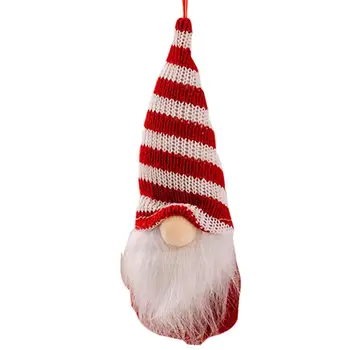 Рождественская кукла-гном, вязаная шапка ручной работы, Снежинка с бантом, Белая Окладистая Борода, Большой нос, украшение для рабочего стола, Безликий гном