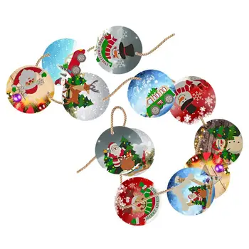 Рождественский деревянный орнамент круглой формы, подвеска в виде Рождественской елки, самодельные подвесные украшения, рождественские украшения