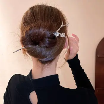 Стильная заколка для волос Плетеные заколки для девочек Цветок персика Палочки для волос Женские Заколки Hanfu Китайская Вилка для волос