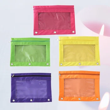 Сумка на молнии 5шт, креативный прозрачный чехол на молнии с тремя отверстиями, сумка большой емкости, оксфордская сумка (желтая, фиолетовая, оранжевая),