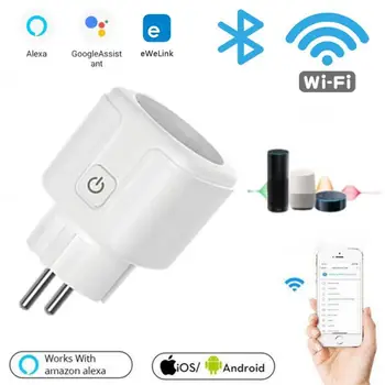 Умная розетка eWeLink 20A EU WiFi Smart Plug Приложение дистанционного управления Умный дом Мониторинг питания Работа с Alexa Google Assistant