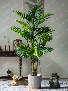 Филодендрон Селлум Растение для украшения гостиной с большими листьями тропических искусственных деревьев, зелень бонсай