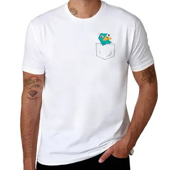 Футболка с карманом Perry the Platypus, аниме-футболки, графические футболки, милые топы, пустые футболки, приталенные футболки для мужчин