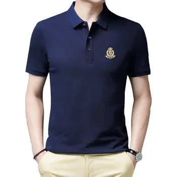 Хлопковая мужская рубашка поло с коротким рукавом, высококачественная однотонная Классическая повседневная футболка Поло Homme, Модные футболки с отворотом, Мужские топы
