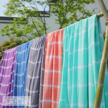 Хлопчатобумажная ткань ручной работы с галстуком-краской Платье в этническом стиле Cheongsam Diy Фоновое украшение Ткани с синей краской