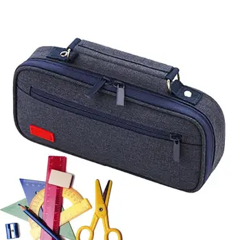 Чехол для карандашей, многофункциональный холщовый органайзер для канцелярских принадлежностей, двухслойная сумка для занятий в классе, необходимая для среднего